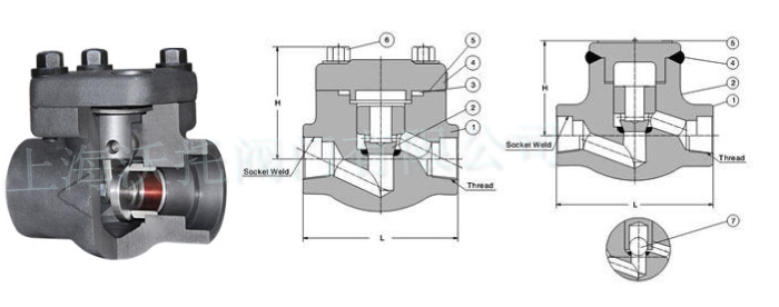 鍛鋼止回閥,鍛鋼止回閥結(jié)構(gòu)圖,鍛鋼止回閥示意圖