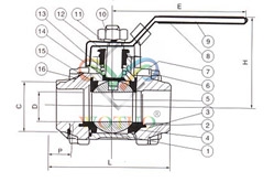 三片式對焊球閥結(jié)構(gòu)示意圖